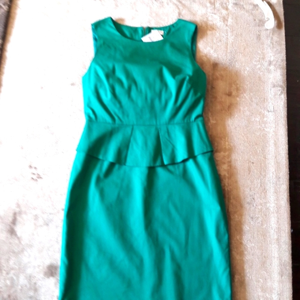 J Crew Green Peplum Dress - Still Has Tags
